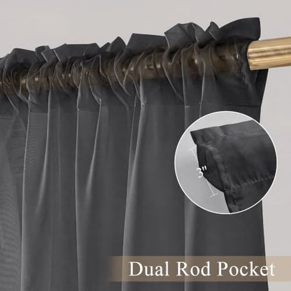 PONY DANCE 4 Panels Sheer Curtains 96 Inches Long, Black, W 42" x L 96" - color: Black, size: 42"W x 96"L (Pack of 4)
