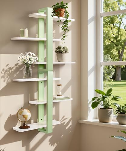 SUMGAR Floating Shelves for Wall Green, 3 Tier Adjustable Large Shelf Unit - color: Mint Green&white, size: 3 Tier 19.6in