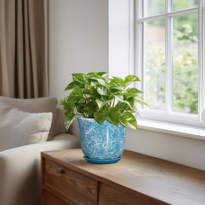 Ceramic Pots for Plants, 5.6 Inch Plant Pot with Drainage, Blue - color: Gemstone Blue, size: 6 Inch