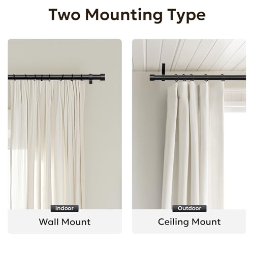 Zeerobee Curtain Rods for Windows 32 to 72 Inch, Black Curtain Rod - color: Black, size: 32"-72"