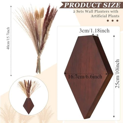 2 Pcs Wooden Wall Planters, Brown, Regular Style - color: Brown, style: Regular Style