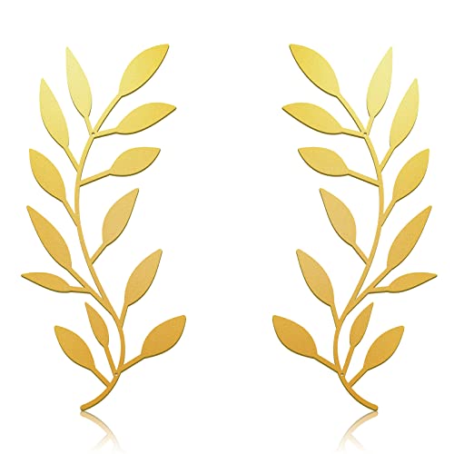 Zhengmy 2 Pcs Metal Leaf Wall Art Vine Branch Decor,Gold - color: Gold
