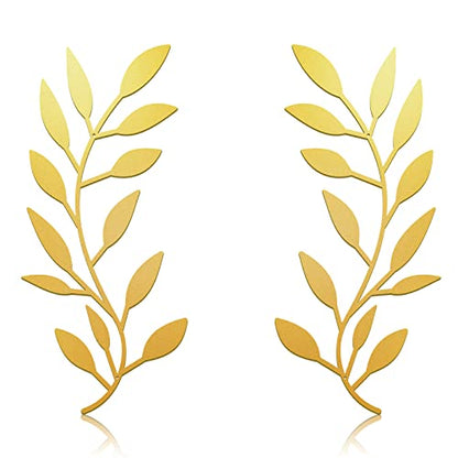 Zhengmy 2 Pcs Metal Leaf Wall Art Vine Branch Decor,Gold - color: Gold