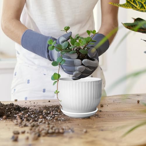 5.5 Inch Ceramic Plant Pot,White, 4 Pack - color: Pure White, size: 5.5 Inch(4 PCS)