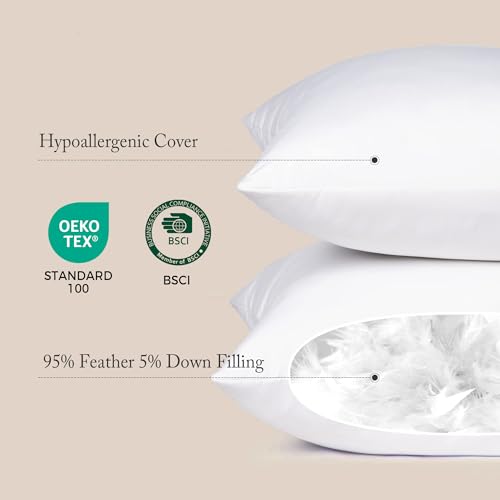 puredown® 14x14 Pillow Inserts, Feather Down Filled for Support, Set of 2 - size: 14x14 Inch