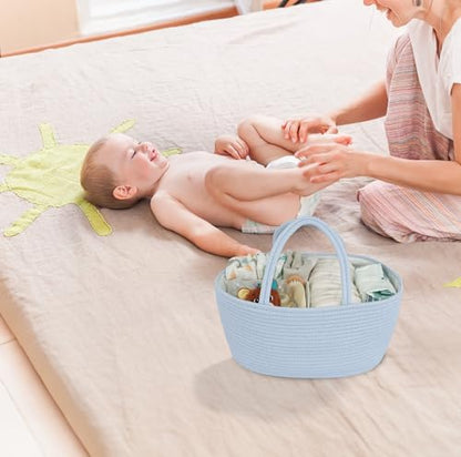 XUANGUO Cotton Rope Baby Diaper Caddy Organizer Basket Sky Blue - color: sky blue, size: Regular