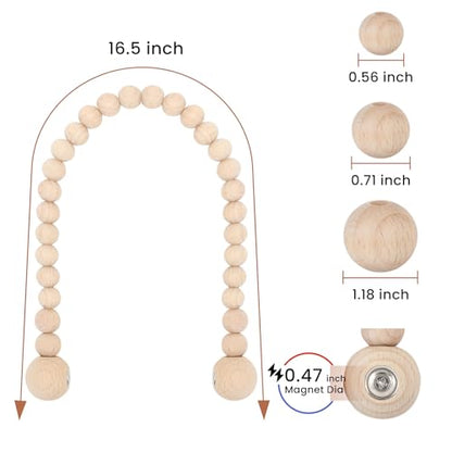 KLOGTSIND Magnetic Curtain Tiebacks, 2 Pack Wood Bead Curtain Holdbacks - color: Beechwood
