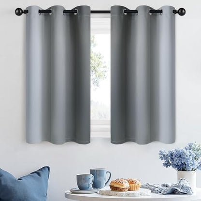 SimpleHome Ombre Grey to Grey White Curtains for Living Room 42Wx36L - color: Grey, size: 42"W x 36"L (Pack of 2)