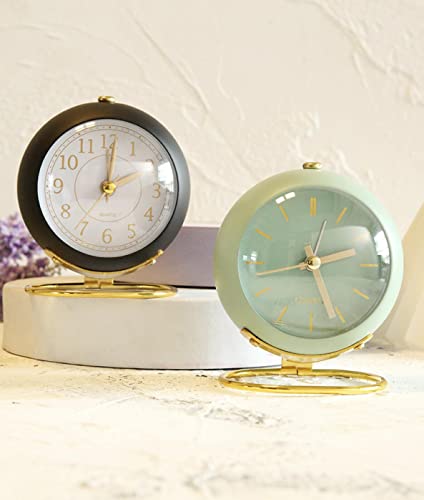 SHISEDECO Small Tableclocks Classic Non-Ticking Tabletop Alarm Clock,Green - color: Rn- Green