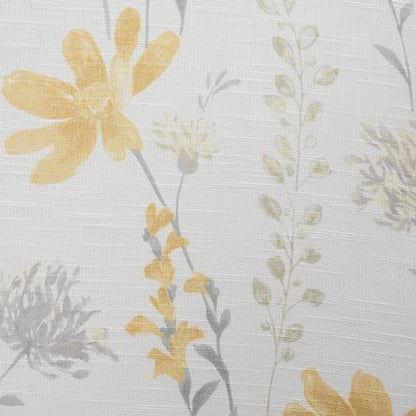 SUOUO Yellow Floral Semi-Sheer Curtains 96 Inches 2 Panels Rod Pocket - color: Yellow-grey, size: 52"W x 96"L (Pack of 2)