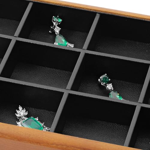 Oirlv Black Wood Jewelry Tray 12-Compartment - color: Black, size: 12 grid