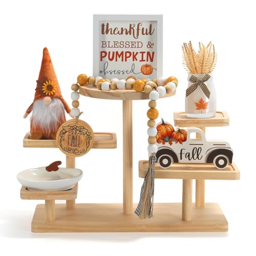Fall Decorations for Home 6PCS Fall Thanksgiving Tiered Tray Decor Set - color: Thanksgiving