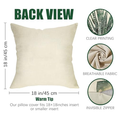 Fahrendom Tropical Plant Decorative Throw Pillow Covers 18x18 Set of 4 - color: Ferns