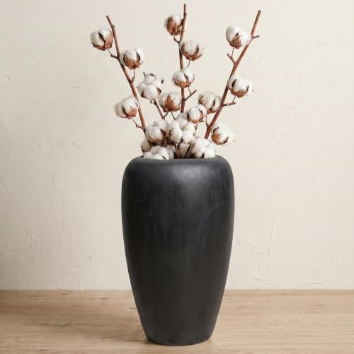 Ceramic Vase Home Decor, Vintage Vase, Wide Mouth Farmhouse vase (15.7”h-Vintage Black) - color: 15.7”h-vintage Black