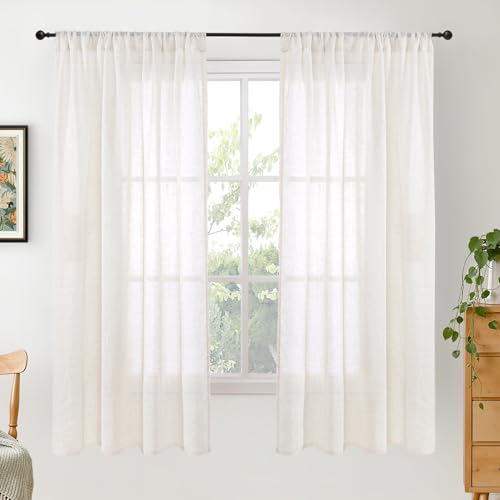 BGment Natural Linen Curtains 42X63 Inch Length for Living Room Windows - color: Linen, size: 42"W x 63"L (Pack of 2)