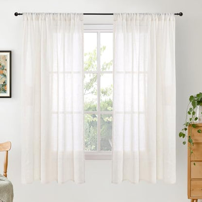 BGment Natural Linen Curtains 42X63 Inch Length for Living Room Windows - color: Linen, size: 42"W x 63"L (Pack of 2)