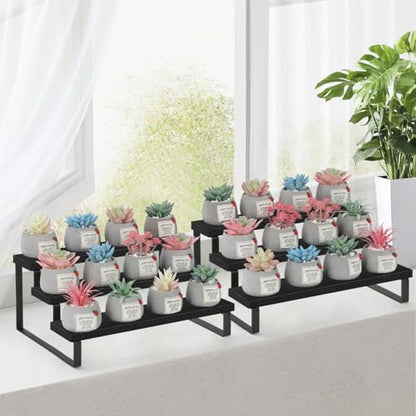 YINMIT Wooden Display Riser Stand, Tiered Perfume and Cologne Organizer Stand, 3 Tier Spice Rack Organizer, Rustic Display Shelf for Candles (3 Tier,2Pack,Black) - color: 3 Tier,2 Pack,Black
