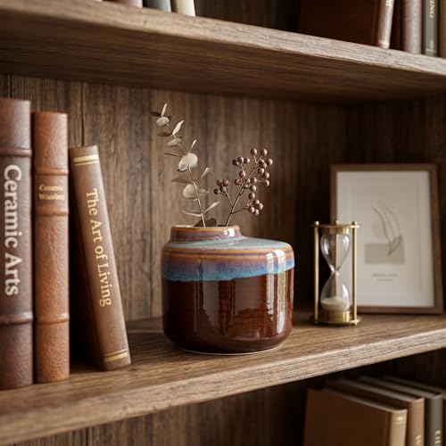 Brown Ceramic Vase, 5 Inch - color: Dark Brown, size: 5 Inch