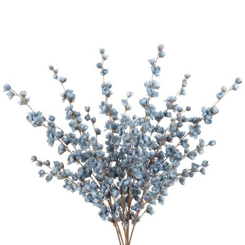 IPOPU Dusty Blue Delphinium Artificial Flowers Bulk 5PCS Faux Snapdragon Stems 45.6in Tall Fake Flowers for Floor Vase Table Centerpieces Wedding Home Decor (Dusty Blue) - color: Dusty Blue