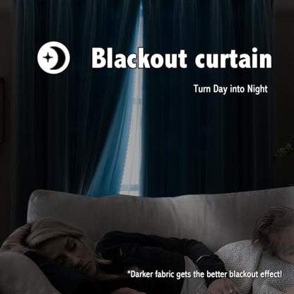 indistar Home Blackout Curtains Double Layer Solid Sheer Grommet Top Window Curtain Panel Pair, 35Wx72L,Sky Blue - color: Sky Blue, size: 35"W x 72"L (Pack of 2)