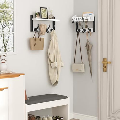 Evermagin 29" Coat Rack Wall Mount with Shelf for Entryway, White - color: White, size: 29 inch