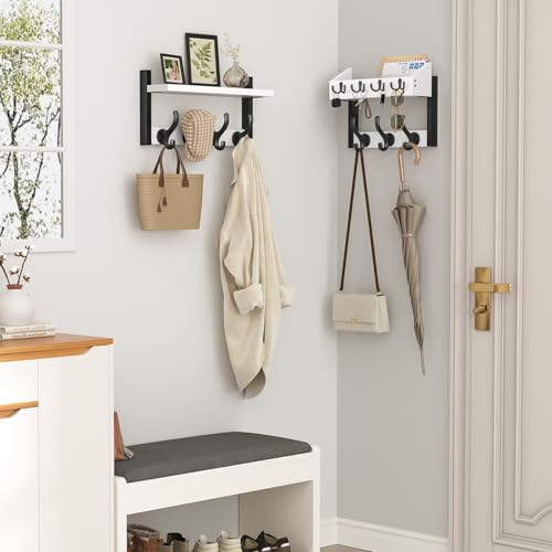 Evermagin 29" Coat Rack Wall Mount with Shelf for Entryway, White - color: White, size: 29 inch