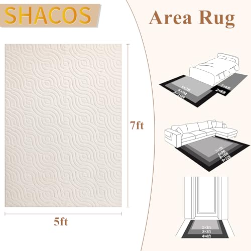 SHACOS 5x7 Soft Area Rugs Fluffy Carpet for Bedroom Living Room Beige - size: 5×7