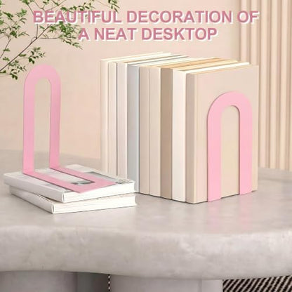 Chunful 6 Pcs Pink Metal BookEnds Shelves, 7.5 x 5.75 x 3.5 in - color: Pink, size: 7.5*5.75*3.5inch