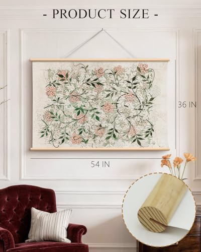 HUARCEY Extra Large Wall Art William Morris Botanical Canvas Prints 36x54In - color: Jasmine Pattern, size: 54"L x 36"W