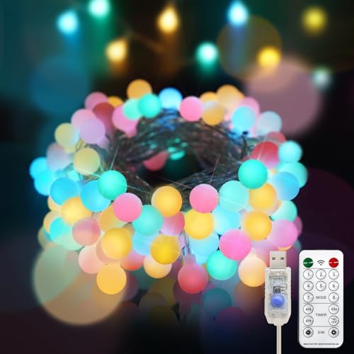 suddus 33FT 100LED Classroom Lights USB Globe String Lights Pastel Color | Pastel Fairy Lights With Remote Timer, String Lights for Dorm, Classroom, Birthday, Backyard, Patio, Party - color: Multicolor, size: 100LED USB