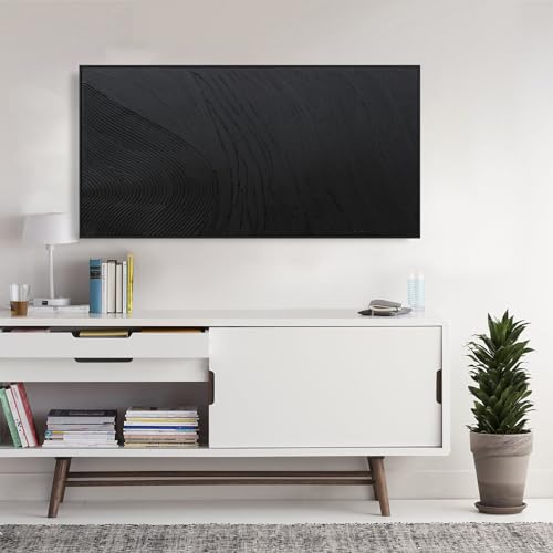 Framed Black Hand Painted Abstract Wall Art For Living Room 24"X 48" - color: Black, size: 48"L x 24"W