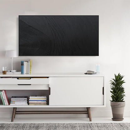 Framed Black Hand Painted Abstract Wall Art For Living Room 24"X 48" - color: Black, size: 48"L x 24"W