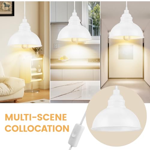 Plug in Pendant Light, 15FT Hanging Lights, On/Off Switch - color: White