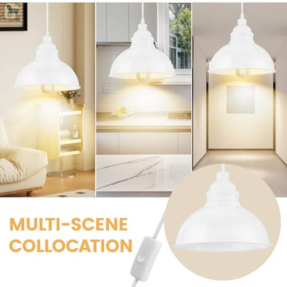 Plug in Pendant Light, 15FT Hanging Lights, On/Off Switch - color: White