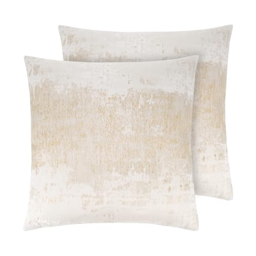 THE-TINOART Cream Champagne Metallic Jacquard Pillow Covers 20x20 Pack of 2 Velvet Back Modern Glam Sofa Decor - color: Beige Gold, size: 20" x 20" (Pack of 2)