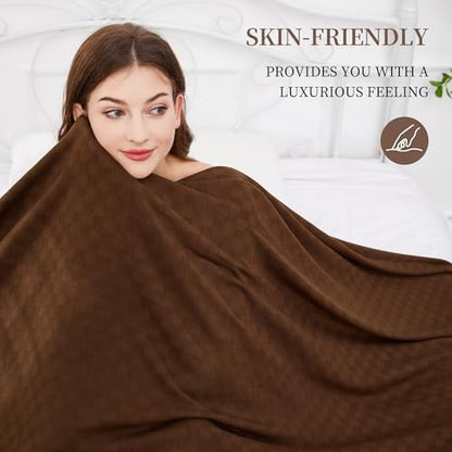 AmyHomie Cooling Waffle Blanket Queen Size, 100% Rayon Derived from Bamboo - color: Mocha, size: Queen (90"x90")