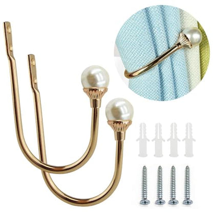 COCIVIVRE 4 Pack Curtain Holdbacks Wall Mounted Curtain Tiebacks Hooks - color: Gold, size: 4 Pack