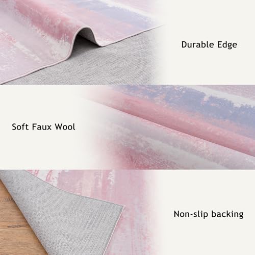 9x12 Area Rugs for Living Room, Pink Modern Abstract Rugs - color: Pink, size: 9' x 12' (Rectangular)