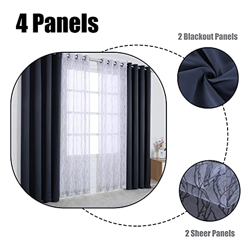 BONZER 4 Panels Set Mix and Match Curtains for Bedroom Living Room - color: Grey Dark, size: 54"W x 63"L (Pack of 4)