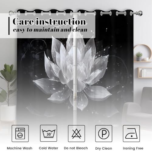 Black and Grey Blackout Curtains, Lotus Drapes 84 inches length, 2 Panels - color: Black and White, size: 52"W x 84"L (Pack of 2)