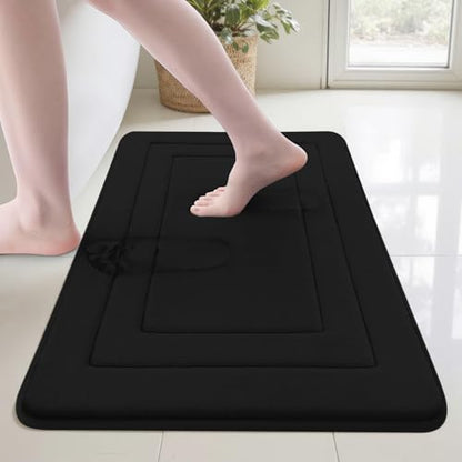 Cupic Cupid Memory Foam Bath Mat 24"×36", Non Slip Bathroom Rugs, Black - color: Black, size: 2' x 3' (24" x 36")