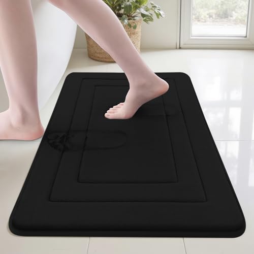 Cupic Cupid Memory Foam Bath Mat 24"×36", Non Slip Bathroom Rugs, Black - color: Black, size: 2' x 3' (24" x 36")