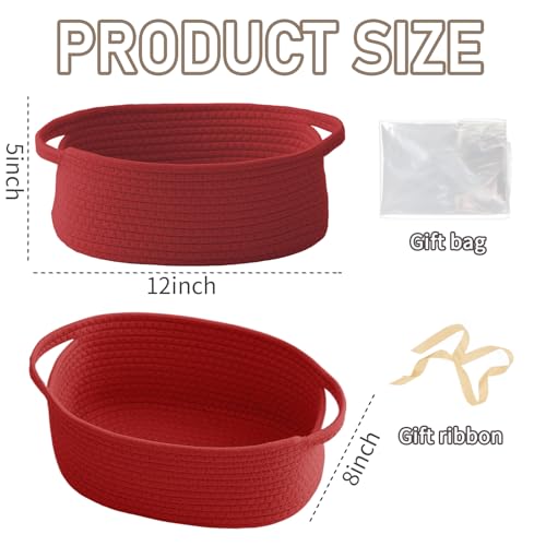 JMvicyroam Small Woven Basket, Empty Gift Basket, Red/1 Pack - color: Red, size: 1 Pack