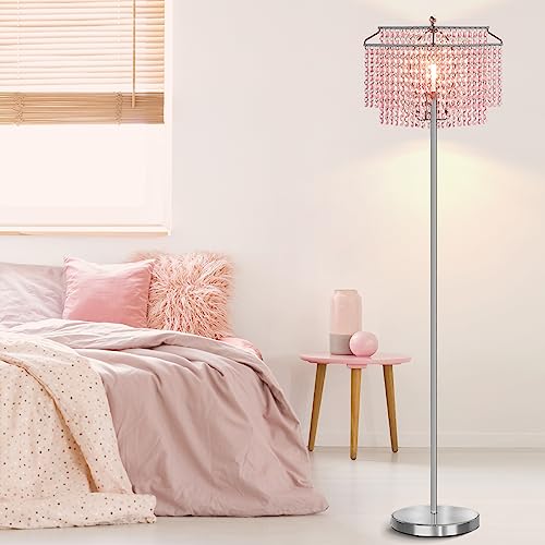 Luvkczc Pink Crystal Floor Lamp, 64" Tall Standing Lamps - color: Pink