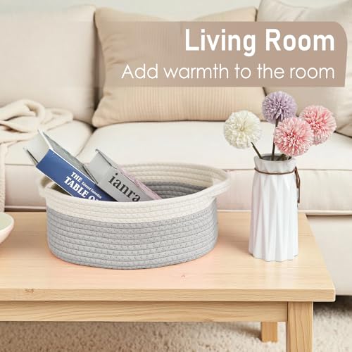 JMvicyroam Small Woven Basket, Empty Gift Basket, White&Grey/1 Pack - color: White&Grey, size: 1 Pack
