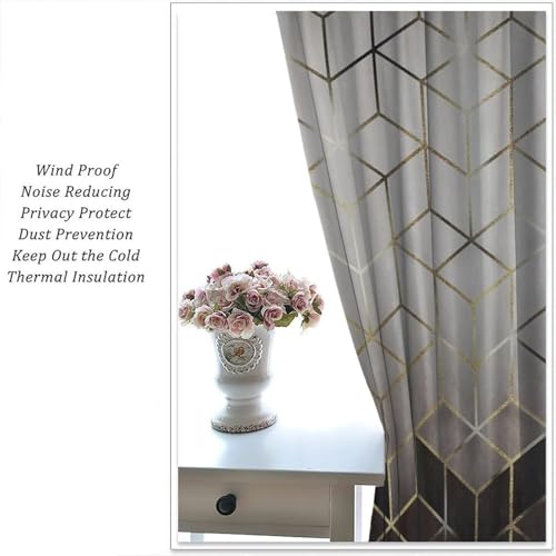 Geometric Marble Curtains, Black Gold Abstract Geometry Pattern Texture Window Treatments for Bedroom Living Room, Black Luxury Marble Drape 2 Panel Sets,52x84 Inch Blackout - color: Marble-4, size: 26"W x 84"L (Pack of 2)