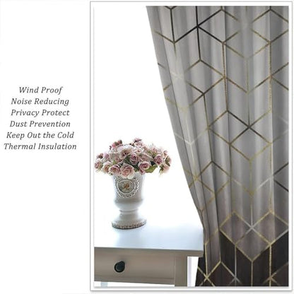 Geometric Marble Curtains, Black Gold Abstract Geometry Pattern Texture Window Treatments for Bedroom Living Room, Black Luxury Marble Drape 2 Panel Sets,52x84 Inch Blackout - color: Marble-4, size: 26"W x 84"L (Pack of 2)