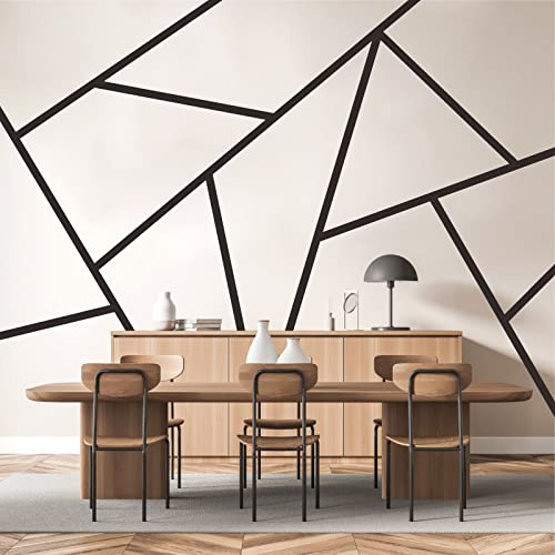 Striped Wall Decals Geometric Line Wall Stickers Black Decal Peel and Stick - color: Black