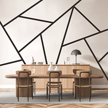 Striped Wall Decals Geometric Line Wall Stickers Black Decal Peel and Stick - color: Black
