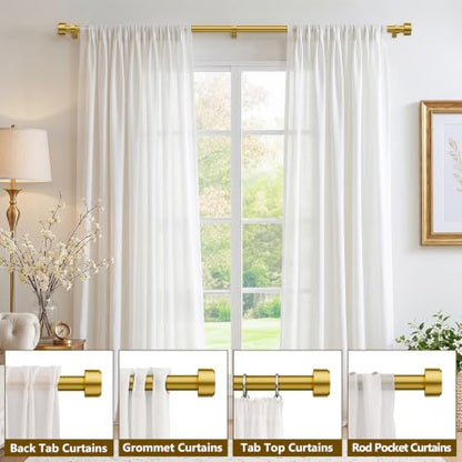 2 Pack Curtain Rods for Windows 32-96 Inch, 1 Inch Adjustable Flash Gold Curtain Rod Set with Brackets, Easy Install - color: Flash Gold, size: 32"-96"/2 Pack